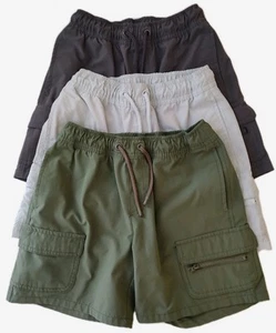 Boy's CAT & JACK Cargo Shorts M(8) 3-Pcs Dk Green, Lt Green, Dk Gray Drawstring - Picture 1 of 5