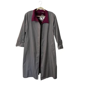 Lord & Taylor Vintage Womens Gray Trench Coat Plus Size 16 - Picture 1 of 13