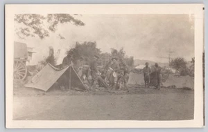 Scene at WWI Military camp US soldiers army VELOX RPPC - Picture 1 of 2