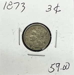 1873 Three Cent Nickel Higher Grade Looks XF - Picture 1 of 2