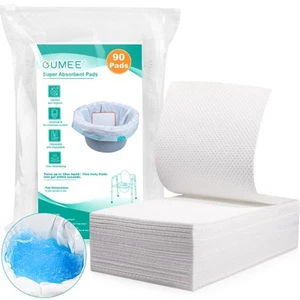 90 Count Absorbent Commode Pads for Bedside Commode Bucket, Commode Liners Pa... - Picture 1 of 6