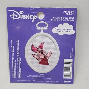 Winnie the Pooh Piglet Counted Cross Stitch Mini Kit w/ Frame Janlyn #1133-89 - Picture 1 of 3
