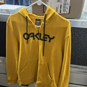 Oakley Teddy Full Zip Up Hoodie Sweatshirt Gold Mens Medium M NEW - Picture 1 of 3