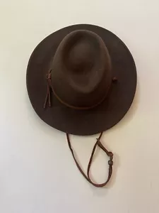 Vintage Dorfman Pacific Hut Gr. SMALL braun Wollfilz Fedora USA Leder Kinnriemen - Bild 1 von 4