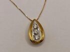 1.30 Ct Round Cut Simulated Diamond Tear-Drop Pendant 14k Yellow Gold Plated