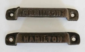 2 Vintage Hamilton Mfg Co. Letterpress Printing Cast Iron Drawer Pulls - Picture 1 of 7