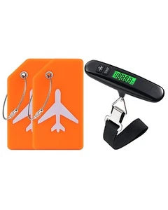 Reisezubehör Set 2er-Pack Silikon Gepäckanhänger (orange) & 1er-Pack tragbare Waage - Bild 1 von 6
