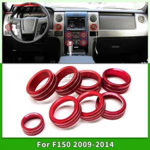 8PCS Console AC Radio Switch Ring Knob Cover For Ford F150 F-150 2009 -2014 Red - Picture 1 of 4