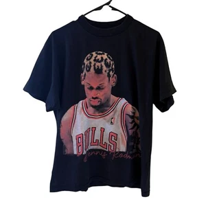 Dennis Rodman Rodzilla The Worm 90s NBA T-shirt Sz Large Faded Black Reprint - Picture 1 of 5
