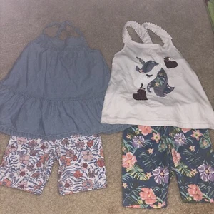 2 Toddler Girl Summer Outfits Size 4T Biker Shorts - Picture 1 of 6