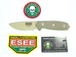 ESEE Knives 3S-KO-DT Fixed Desert Tan Carbon Steel Natural Micarta w/o Sheath