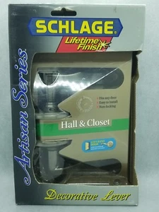 Perilla de palanca de armario de pasillo puerta izquierda peltre antiguo artesanal Schlage F10VACC620 - Imagen 1 de 18