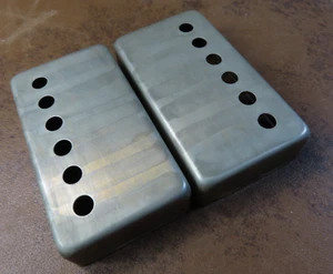 aged Humbucker COVERS fits vintage Gibson PAF style pickups NICKEL (pair) RELIC - Picture 1 of 3