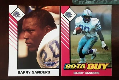 (2) 1993 STARTING LINEUP GO-TO GUY CARDS OF BARRY SANDERS DETROIT  LIONS  - Image 1 of 4