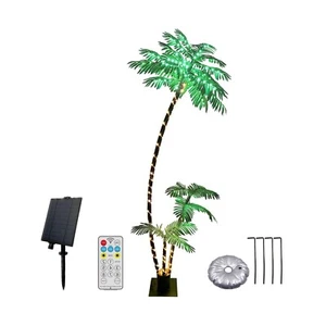 7ft Solar Lighted Palm Tree, Home Room Decor 260LED Christmas Tree, 3 Trunks ... - Picture 1 of 7