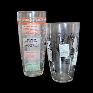 2 XL Size Vintage Glass Cocktail Shakers Recipes Libbey & Hazel Atlas Mint!! - Picture 1 of 11