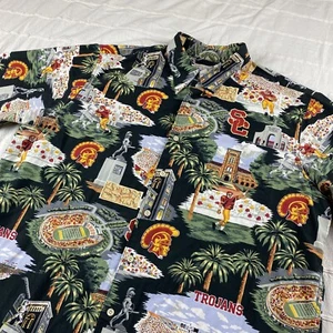 Reyn Spooner USC Button Up Shirt Men's Size XL Black Team Trojans NCAA Football - Picture 1 of 10