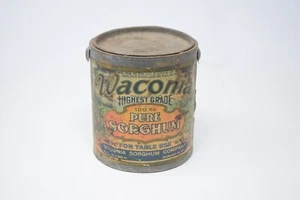 Vintage Antique WACONIA Pure Sorghum Tin Can Paper Label Cedar Rapids Iowa - Picture 1 of 8
