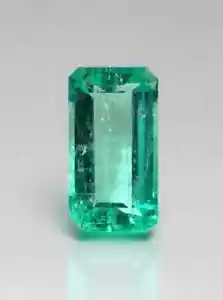 1.80 Carat VVS 10x6 Slender Bluish Green Loose Colombian Emerald-Emerald Cut - Picture 1 of 10