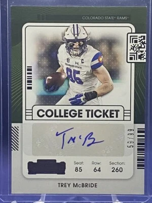2022 Contenders Draft Trey McBride College Ticket RC Auto Blue /99 Cardinals B - Image 1 of 2