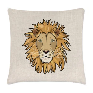 Lion Face Linen Cushion Cover Pillow - Funny Animal - Picture 1 of 1