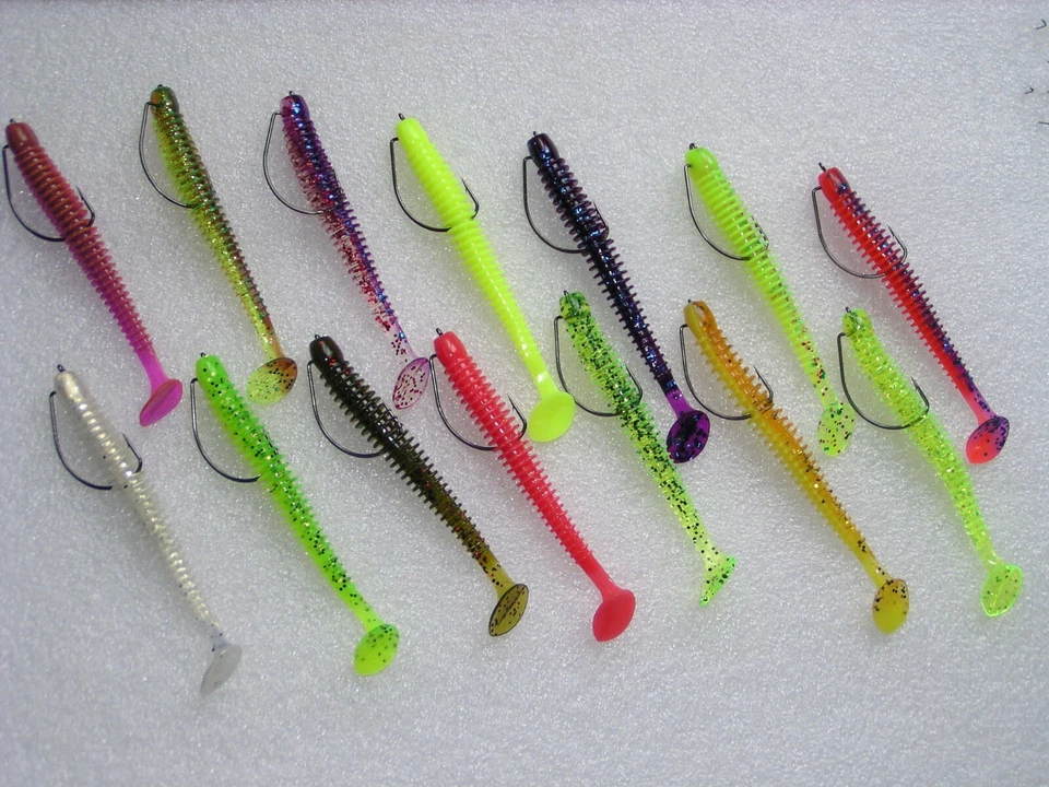 10cm Relax Wurm mit VMC Wide Gap Offset Haken 2/0,Texas Rig, Zander,Hecht,Neu - Bild 1 von 1