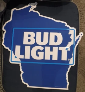 BUD LIGHT BEER SIGN METAL WISCONSIN STATE VINTAGE 2001 LARGE 29 X 27 VINTAGE - Picture 1 of 9