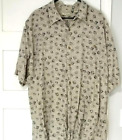 Summa Silk Shirt Men's 2Xlt Button Down Short Sleeve 100% Washable Grn/Gray  Euc