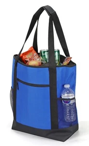 Large Insulated Cooler Bag w/ Zipper Reusable Shopping Tote Travel Beach Camping - Picture 1 of 4