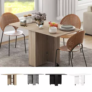 Mobile Drop Leaf Table Kitchen Table Extendable Dining Table w/ Shelves, Wheels