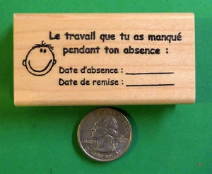 "Make-Up Work" - French Teacher's Rubber Stamp  - Picture 1 of 2