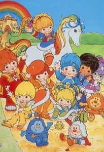 Set of TWO 5x7 Rainbow Brite 80's Pop Culture Retro Craft Quilting Fabric Blocks - Picture 1 of 1