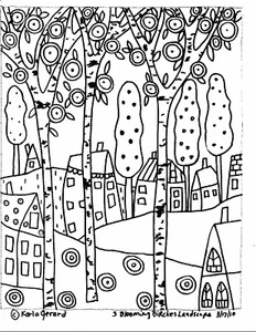 ALFOMBRA HOOKING CRAFT PAPER PATTERN 3 Abedules en flor FOLK ART PRIM Karla Gerard   - Imagen 1 de 2