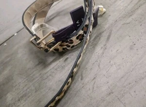Ava Viv Thin Faux Fur Leopard Belt Girls Sz 3x - Picture 1 of 3