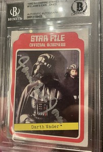 James Earl Jones Signed Topps 1980 Star Wars Trading Card #10 Darth Vader BAS