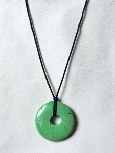 Native American Indian Turquoise Pendant Silk Cord Necklace - Picture 1 of 5