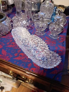 Marshall Field Kristall Sellerie Tablett 12" x 4 3/4" Propeller Muster - Bild 1 von 6