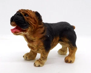 Figur Bulle Hund stehend Gießharz 3,5 cm groß braun schwarz - Bild 1 von 4