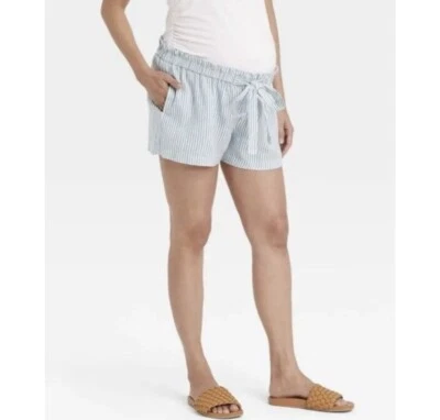 Tie-Front Pull-On Maternity Shorts Isabel Maternity by Ingrid & Isabel White XL - Image 1 of 4