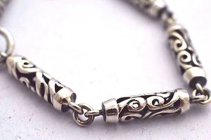 925 Sterling Silver Cylinder Chain Bracelet.  6", 15 cm, 15 grams - Picture 1 of 12