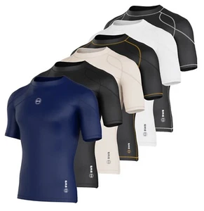 BWB Mens Compression Armour Base Layer Top Short Sleeve Thermal Gym Sports Shirt - Picture 1 of 54