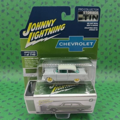 JOHNNY LIGHTNING PRO Collector Storage Tin R2 1955 CHEVY 210 WHITE Chase VB - Image 1 of 4