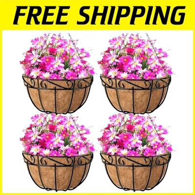 Garden Hanging Planter with Coco Fiber Liners - 4 Pack - Image 1 of 4