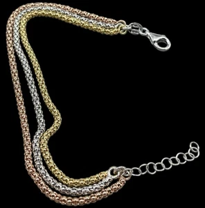 Bracciale Donna multiplo cordoncino tre giri grigio oro e ramato in Argento 925 - Imagen 1 de 9