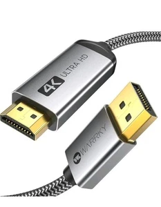 WARRKY 4K DisplayPort to HDMI Cable DP HDMI Gold-Plated Plug 1.8m 6FTGradeA■W345 - Picture 1 of 8