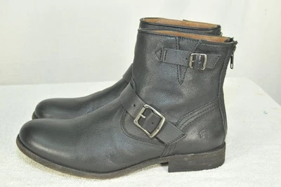 Frye Tyler Engineer Botas Cortas de Cuero Negro Hebilla Moto Cremallera Mujer Talla 10 B Foto 1 de 4