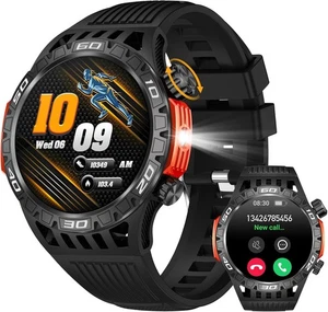 Military Smart Watch Men's (Answer/Make Call) Outdoor Smartwatch With Flashlight - Picture 1 of 27