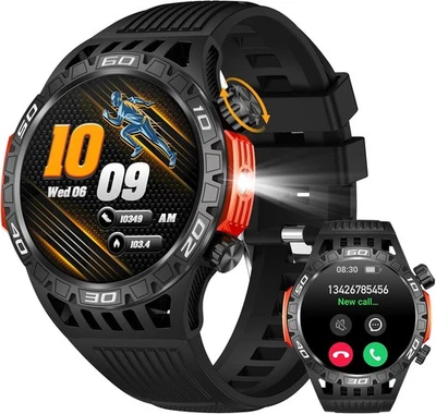 Military Smart Watch Men's (Answer/Make Call) Outdoor Smartwatch With Flashlight - Image 1 of 4