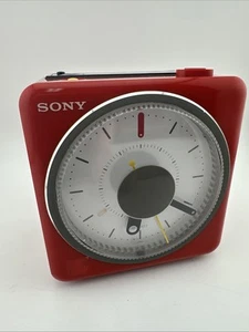 Vintage Red Sony ICF-A10W "Beatles Cube" AM/FM Alarm Clock Radio Cube - Picture 1 of 10