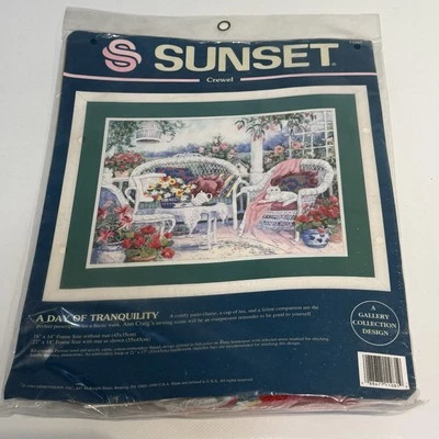 Kit de punto de cruz Sunset A Day Of Tranquility Ann Craig sellado 1994 gatos Foto 1 de 2